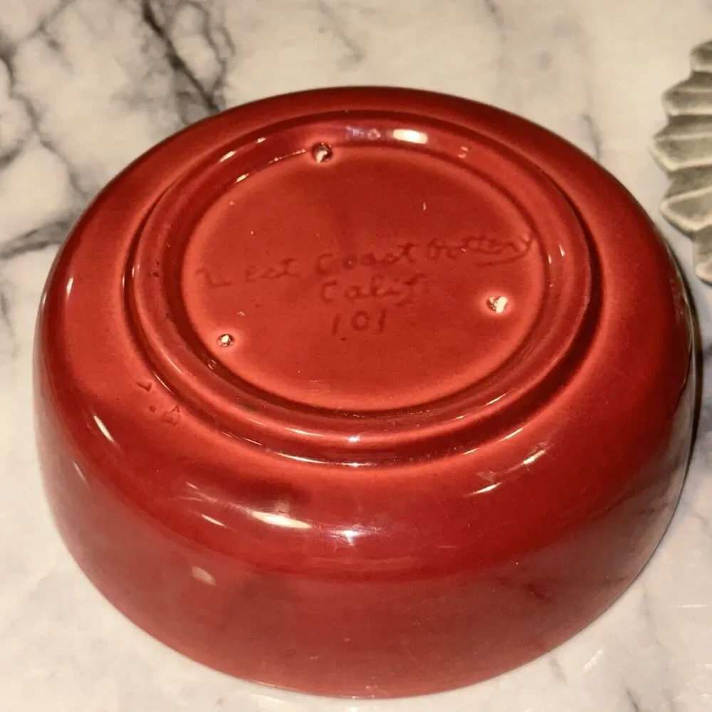 VINTAGE West Coast Pottery California 101 Lidded Bowl‎ Handmade Speckle Art Deco